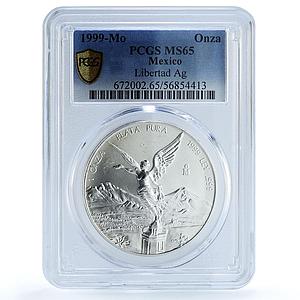 Mexico 1 onza Libertad Angel of Independence KM-613 MS 65 PCGS silver coin 1999