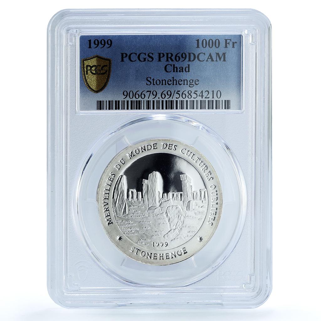 Chad 1000 francs Stonehenge Rare Matte Variety PR 69 PCGS silver coin 1999 Chad 1000 francs Stonehenge Rare Matte Variety PR 69 PCGS silver coin 1999
