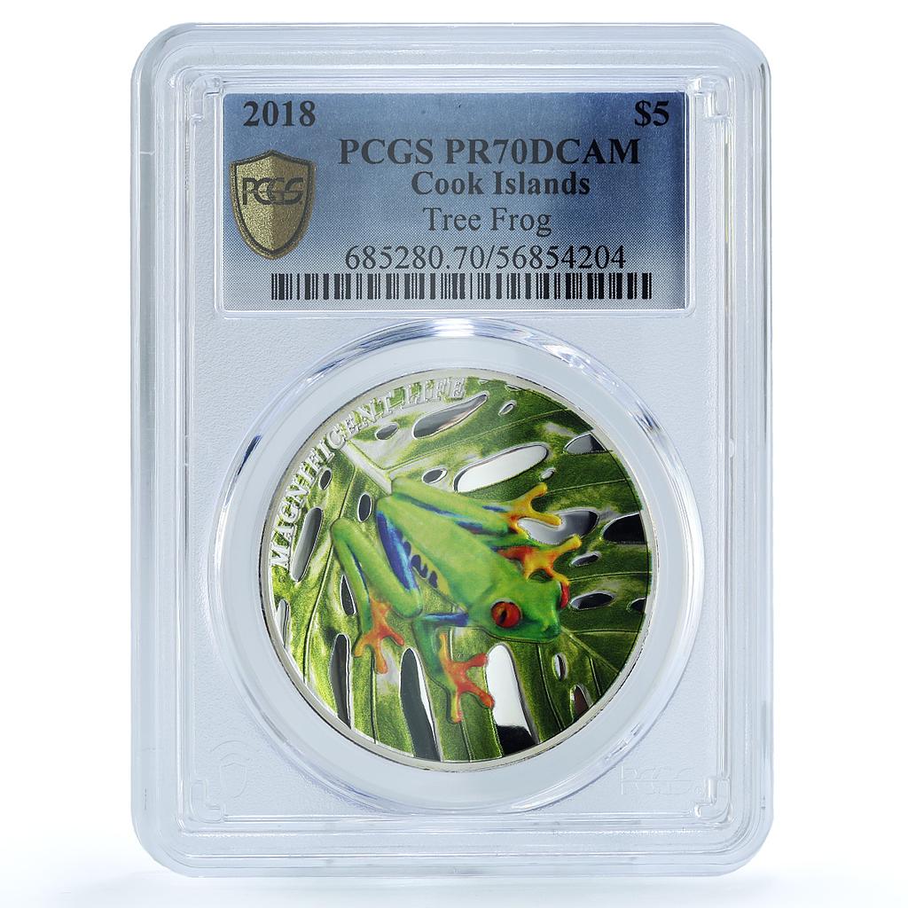 Cook Islands 5 dollars Tree Frog KM-2679 Magnificient Life PR 70 PCGS coin 2018 Cook Islands 5 dollars Tree Frog KM-2679 Magnificient Life PR 70 PCGS coin 2018