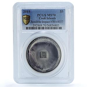 Cook Islands 5 dollars Chondrite Impact Meteorite MS 70 PCGS silver coin 2015