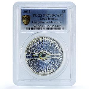 Cook Islands 5 dollars Chelyabinsk Meteorite Space PR 70 PCGS silver coin 2013