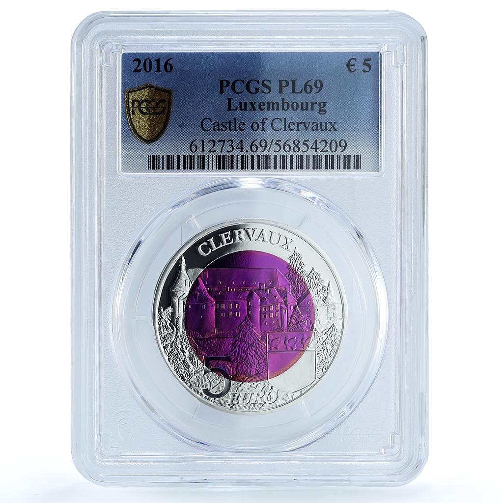 Luxembourg 5 euros Chateau Clervaux KM-145 Castle PL 69 PCGS bimetal coin 2016 Luxembourg 5 euros Chateau Clervaux KM-145 Castle PL 69 PCGS bimetal coin 2016