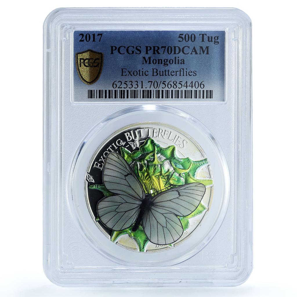 Mongolia 500 togrog Aporia Crataegi KM-365 Butterfly PR 70 PCGS silver coin 2017 Mongolia 500 togrog Aporia Crataegi KM-365 Butterfly PR 70 PCGS silver coin 2017