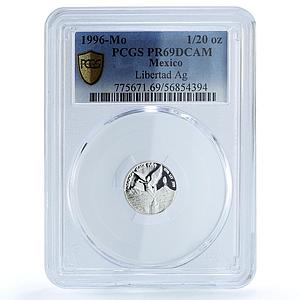 Mexico 1/20 onza Libertad Angel Independence KM-609 PR 69 PCGS silver coin 1996