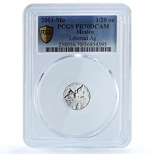 Mexico 1/20 onza Libertad Angel Independence KM-609 PR 70 PCGS silver coin 2001