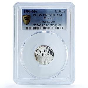 Mexico 1/10 onza Libertad Angel Independence KM-610 PR 69 PCGS silver coin 1996