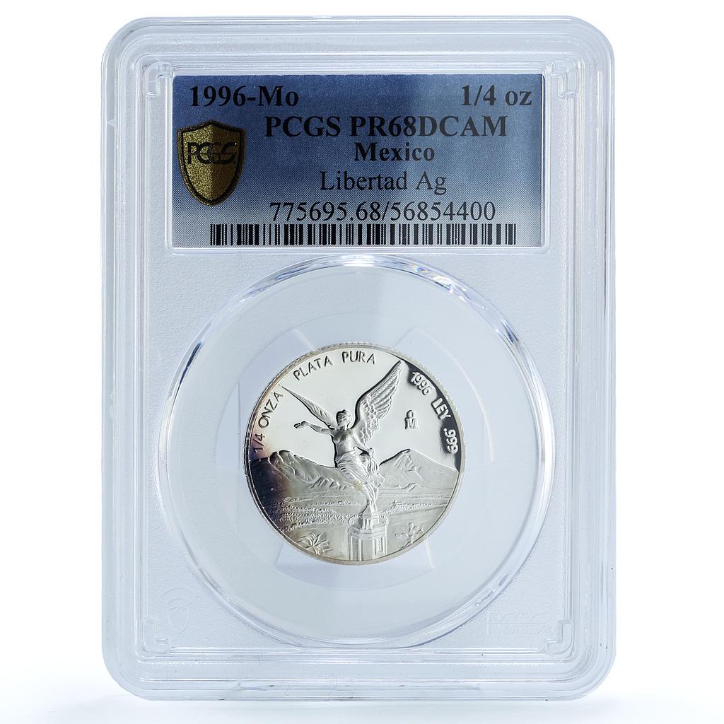 Mexico 1/4 onza Libertad Angel of Independence KM-611 PR68 PCGS silver coin 1996 Mexico 1/4 onza Libertad Angel of Independence KM-611 PR68 PCGS silver coin 1996