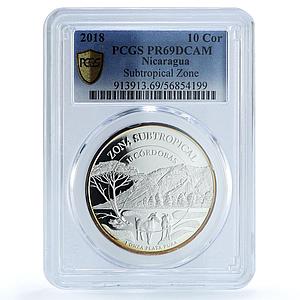 Nicaragua 10 cordobas Subtropical Zone KM-120 Goat Tree PR 69 PCGS Ag coin 2018