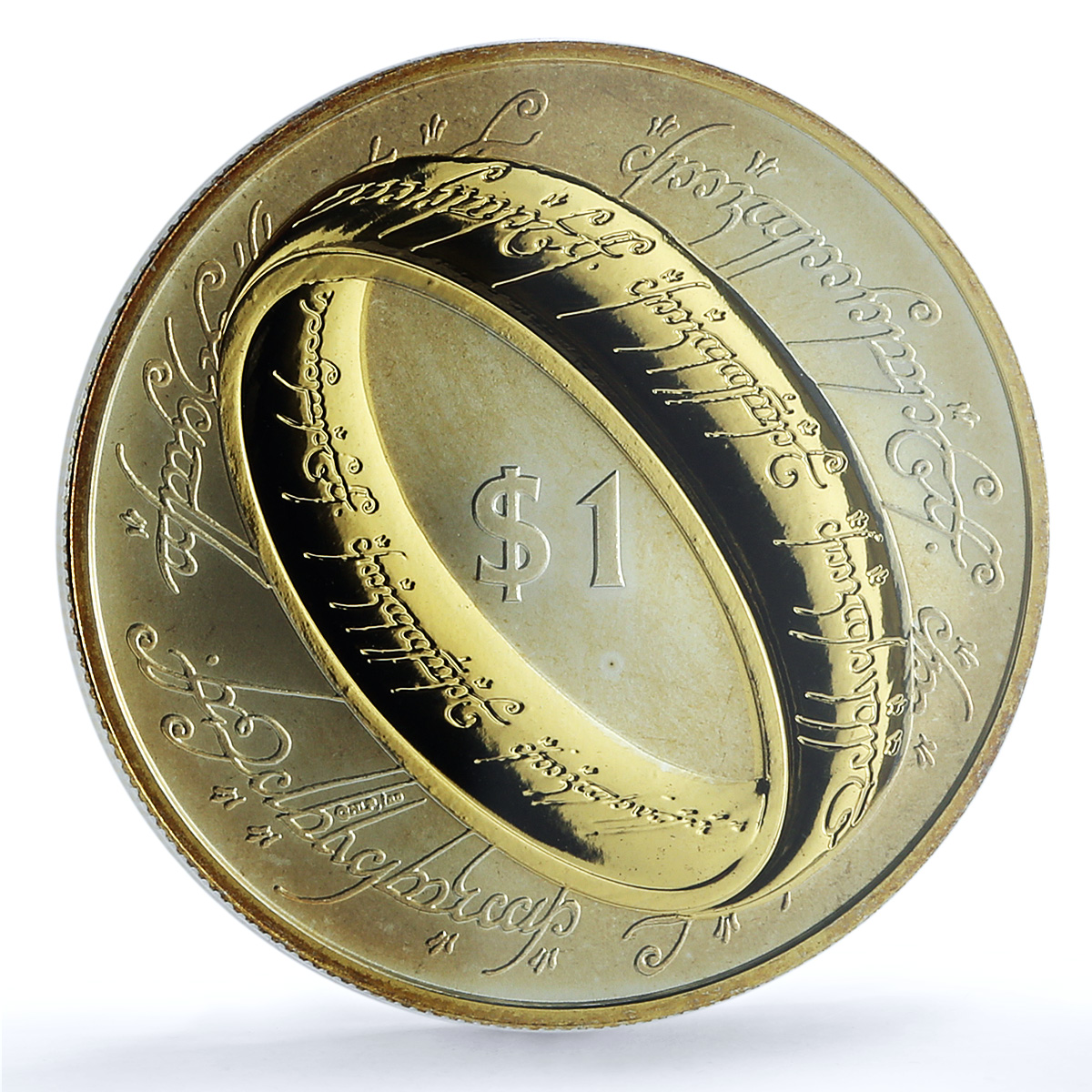 S 2003 $1 The One Ring KM-141a Select Gilt Ag, DCAM S 2003 $1 The One Ring KM-141a Select Gilt Ag, DCAM