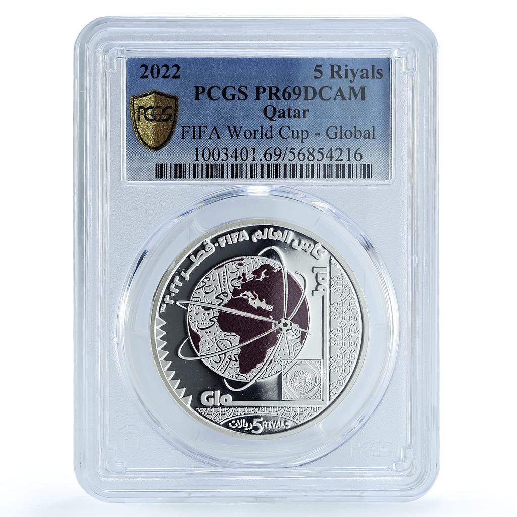 Qatar 5 riyals Global Football World Cup KM-108 PR 69 PCGS silver coin 2022 Qatar 5 riyals Global Football World Cup KM-108 PR 69 PCGS silver coin 2022