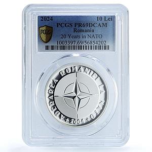 Romania 10 lei NATO Accession KM-541 Building PR 69 PCGS silver coin 2024