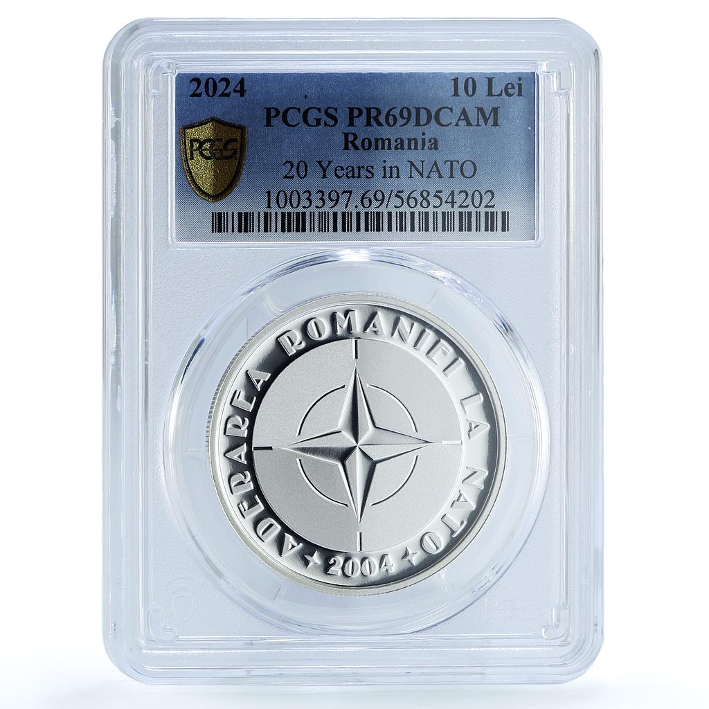 Romania 10 lei NATO Accession KM-541 Building PR 69 PCGS silver coin 2024 Romania 10 lei NATO Accession KM-541 Building PR 69 PCGS silver coin 2024