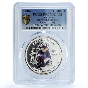 Vietnam 10000 dong Year of Monkey KM-76 Douc Langur PR 69 PCGS silver coin 2004
