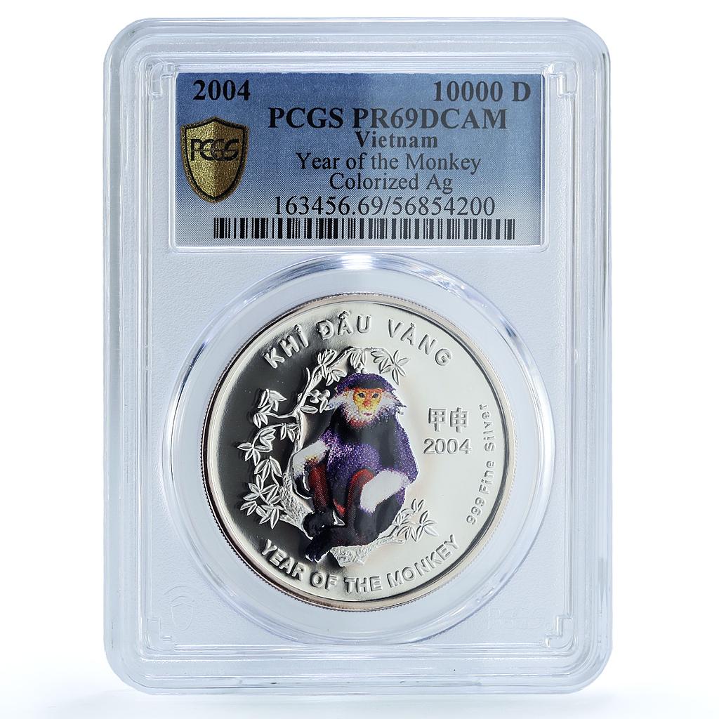 Vietnam 10000 dong Year of Monkey KM-76 Douc Langur PR 69 PCGS silver coin 2004 Vietnam 10000 dong Year of Monkey KM-76 Douc Langur PR 69 PCGS silver coin 2004