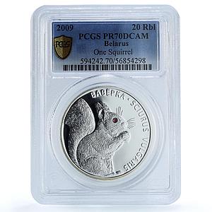 Belarus 20 roubles Squirrel KM-368 Wildlife Fauna PR 70 PCGS silver coin 2009