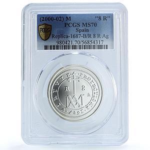 Spain Carlos II 8 Reales 1687 B/R Restrike MS 70 PCGS silver coin 2000-02 M