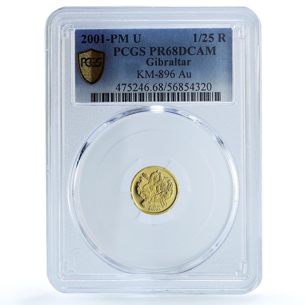 Gibraltar 1/25 royal Cherubs KM-896 Religion Angels PR 68 PCGS gold coin 2001 Gibraltar 1/25 royal Cherubs KM-896 Religion Angels PR 68 PCGS gold coin 2001
