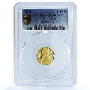 Gibraltar 1/10 crown Elvis Presley Music Rock Singer PR 69 PCGS gold coin 2021