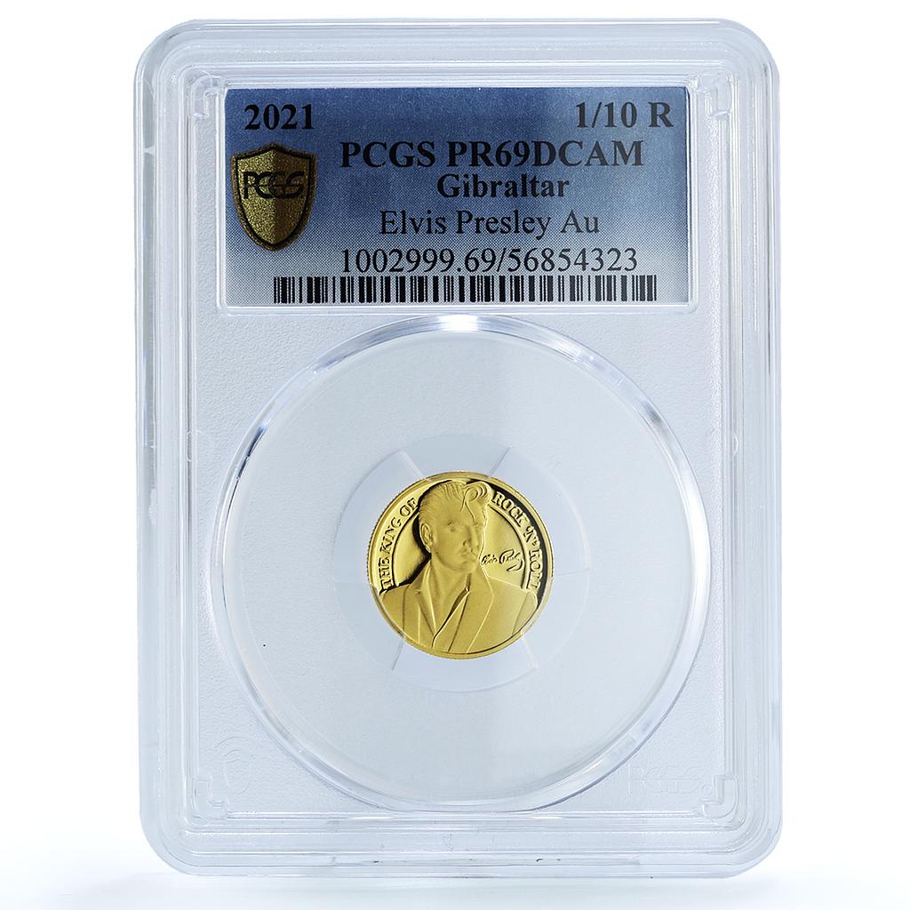 Gibraltar 1/10 crown Elvis Presley Music Rock Singer PR 69 PCGS gold coin 2021 Gibraltar 1/10 crown Elvis Presley Music Rock Singer PR 69 PCGS gold coin 2021