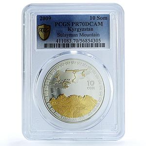 Kyrgyzstan 10 som Sulaiman KM-32 Silk Road Mountain PR 70 PCGS silver coin 2009