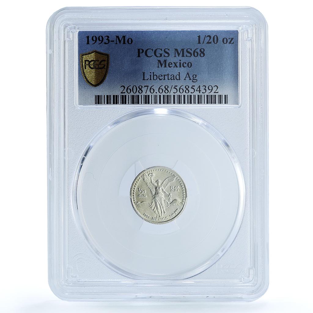 Mexico 1/20 onza Libertad Angel of Indepedence KM-542 MS68 PCGS silver coin 1993 Mexico 1/20 onza Libertad Angel of Indepedence KM-542 MS68 PCGS silver coin 1993