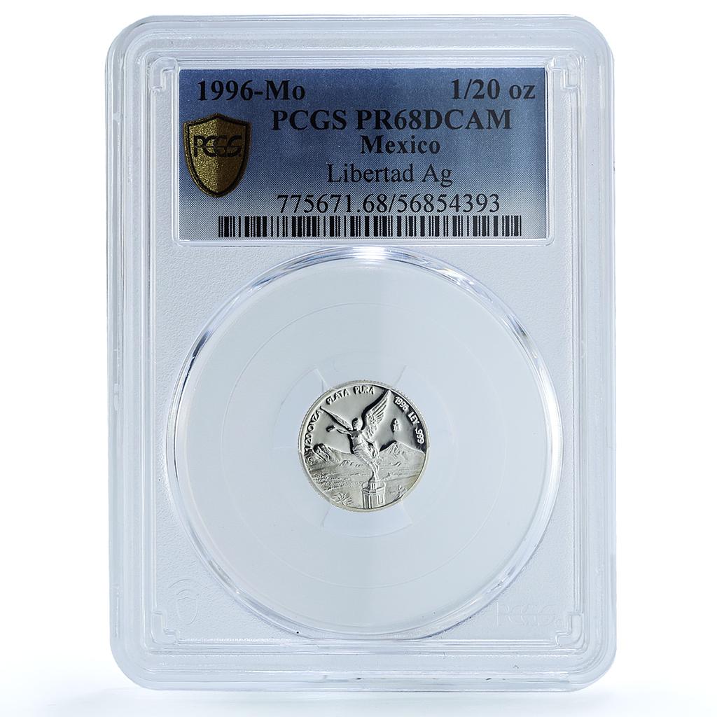 Mexico 1/20 onza Libertad Angel Independence KM-609 PR 68 PCGS silver coin 1996 Mexico 1/20 onza Libertad Angel Independence KM-609 PR 68 PCGS silver coin 1996