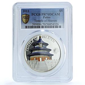 Palau 5 dollars Temple Heaven China KM-378 Wonders PR 70 PCGS silver coin 2011