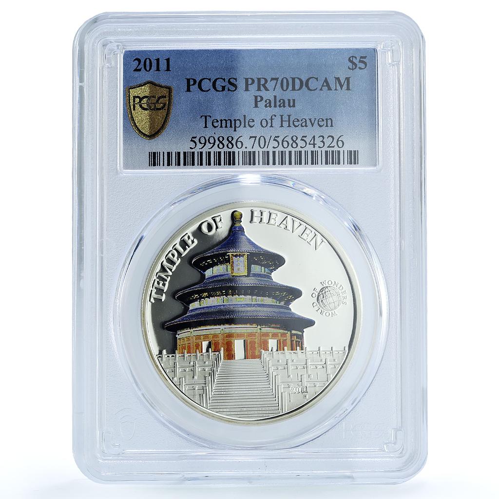 Palau 5 dollars Temple Heaven China KM-378 Wonders PR 70 PCGS silver coin 2011 Palau 5 dollars Temple Heaven China KM-378 Wonders PR 70 PCGS silver coin 2011