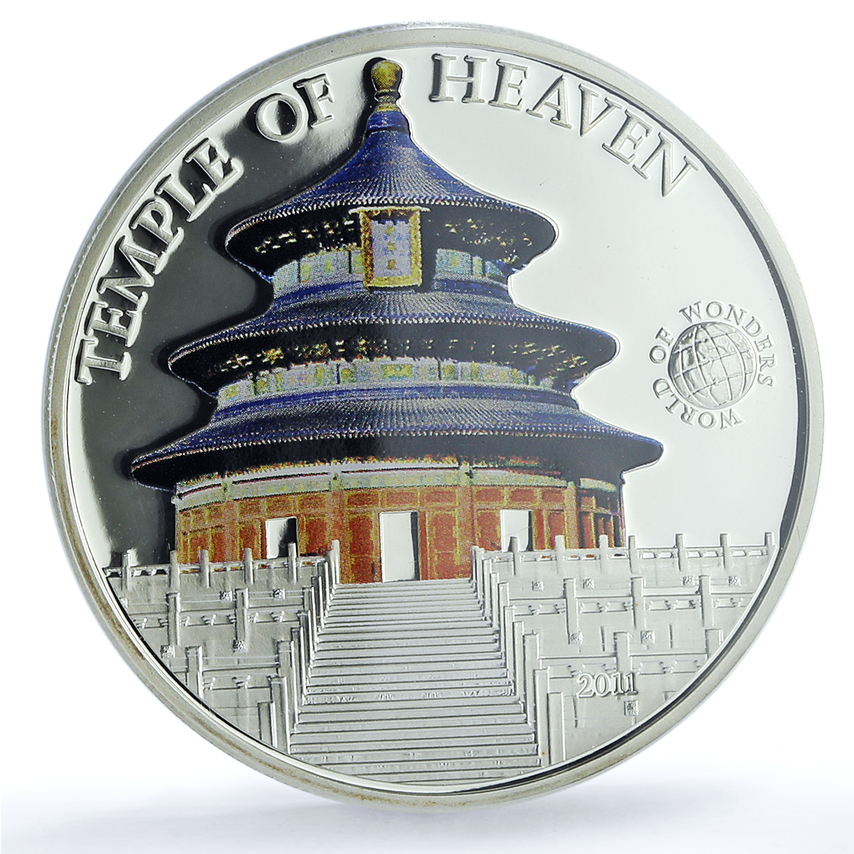 S 2011 $5 Temple of Heaven KM-378 Colorized Ag, DCAM S 2011 $5 Temple of Heaven KM-378 Colorized Ag, DCAM