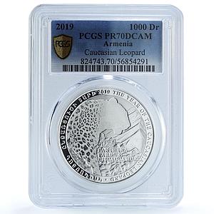 Armenia 1000 dram Caucasian Leopard Fauna Cat PR 70 PCGS silver coin 2019