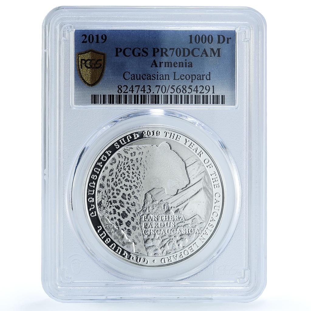 Armenia 1000 dram Caucasian Leopard Fauna Cat PR 70 PCGS silver coin 2019 Armenia 1000 dram Caucasian Leopard Fauna Cat PR 70 PCGS silver coin 2019