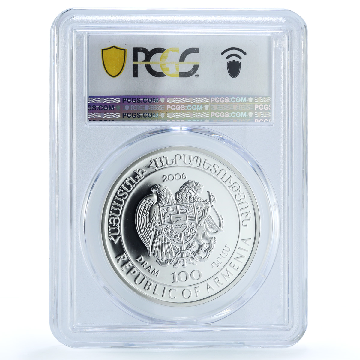 Armenia 100 dram Tortoise KM-122 Red Book Fauna Turtle PR 70 PCGS Ag coin 2006 Armenia 100 dram Tortoise KM-122 Red Book Fauna Turtle PR 70 PCGS Ag coin 2006