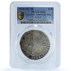Central American Republic 8 reales Guatemala Mint KM-4 G06 PCGS silver coin 1828