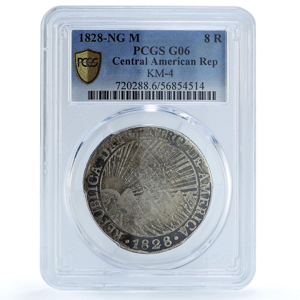 Central American Republic 8 reales Guatemala Mint KM-4 G06 PCGS silver coin 1828 Central American Republic 8 reales Guatemala Mint KM-4 G06 PCGS silver coin 1828