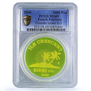 French Polynesia 5000 poa Crescent Island X#3 MS 69 PCGS plastic coin 2006