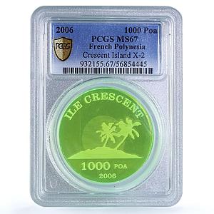 French Polynesia 1000 poa Crescent Island X#2 MS 67 PCGS plastic coin 2006