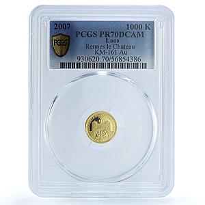 Laos 1000 kip Rennes Chateau KM-161 Architecture Castle PR70 PCGS gold coin 2007