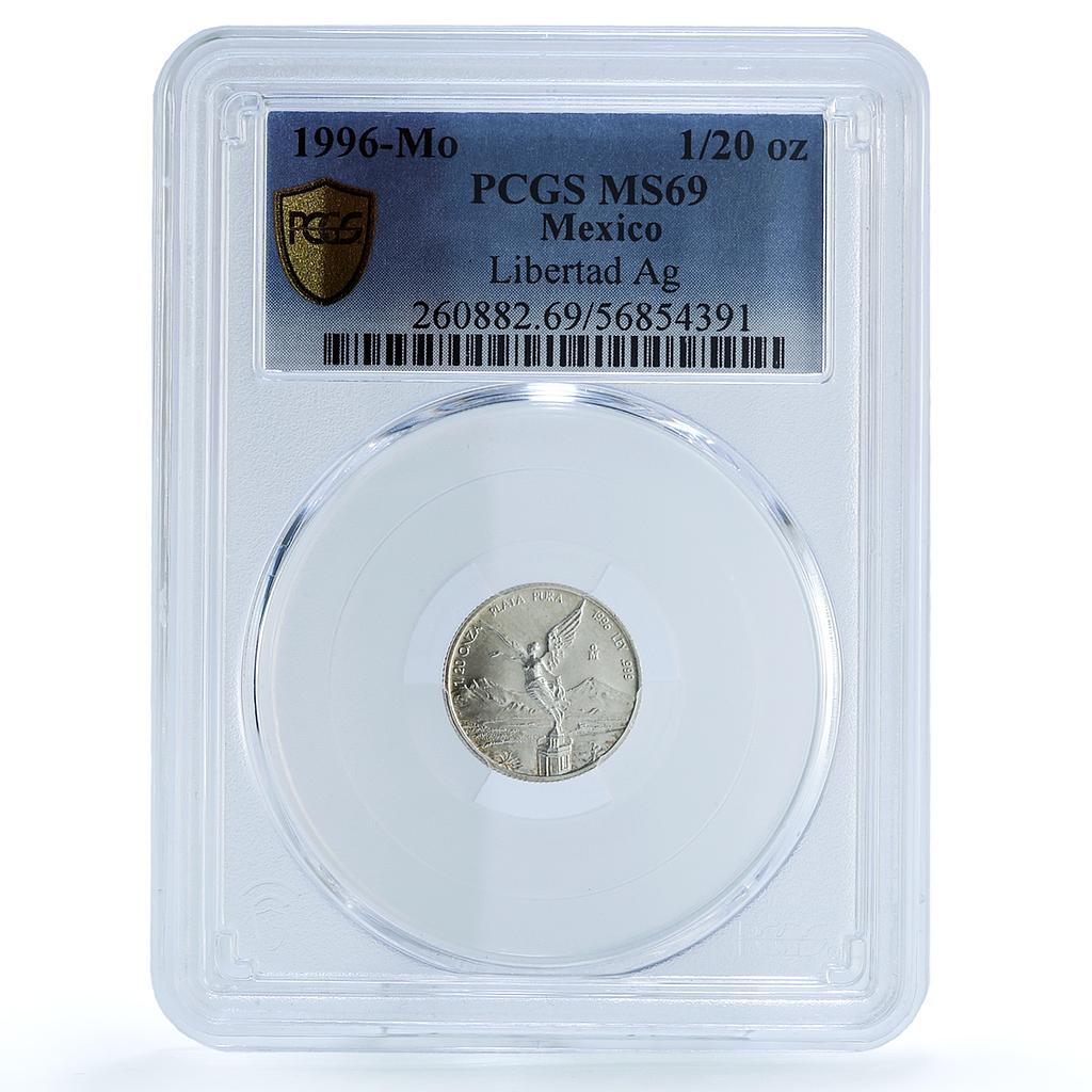 Mexico 1/20 onza Libertad Angel Independence KM-609 MS 69 PCGS silver coin 1996 Mexico 1/20 onza Libertad Angel Independence KM-609 MS 69 PCGS silver coin 1996