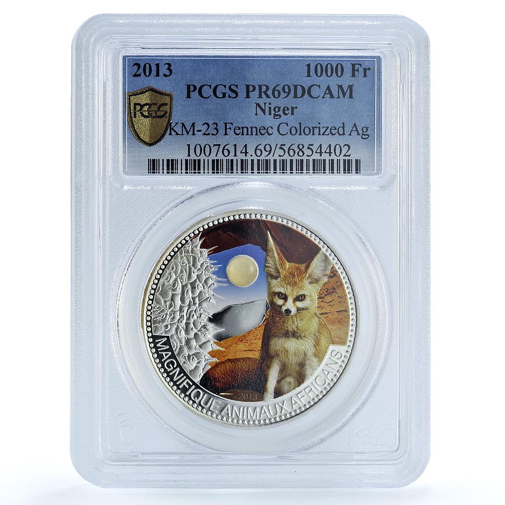 Niger 1000 francs Fennec Coloured KM-23 Fauna Fox PR 69 PCGS silver coin 2013 Niger 1000 francs Fennec Coloured KM-23 Fauna Fox PR 69 PCGS silver coin 2013