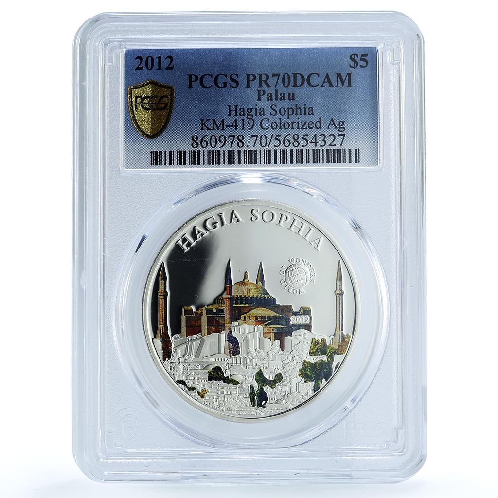 Palau 5 dollars Hagia Sophia Turkiye KM-419 Wonders PR 70 PCGS silver coin 2012 Palau 5 dollars Hagia Sophia Turkiye KM-419 Wonders PR 70 PCGS silver coin 2012