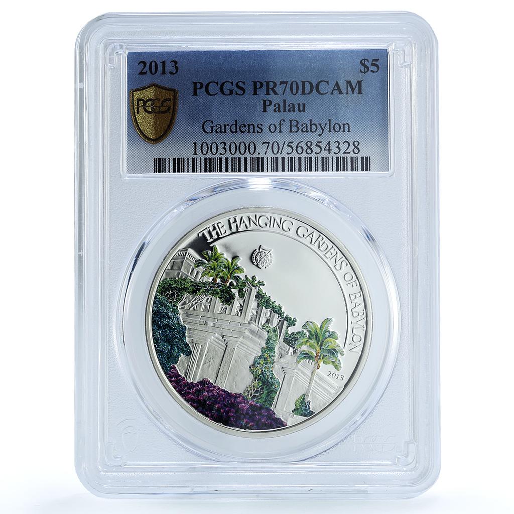 Palau 5 dollars Gardens Babylon Iraq KM-679 Wonders PR 70 PCGS silver coin 2013 Palau 5 dollars Gardens Babylon Iraq KM-679 Wonders PR 70 PCGS silver coin 2013