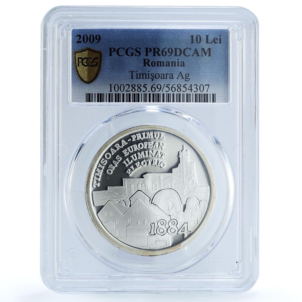 Romania 10 lei Timisoara City Electric Street Lights PR 69 PCGS silver coin 2009 Romania 10 lei Timisoara City Electric Street Lights PR 69 PCGS silver coin 2009