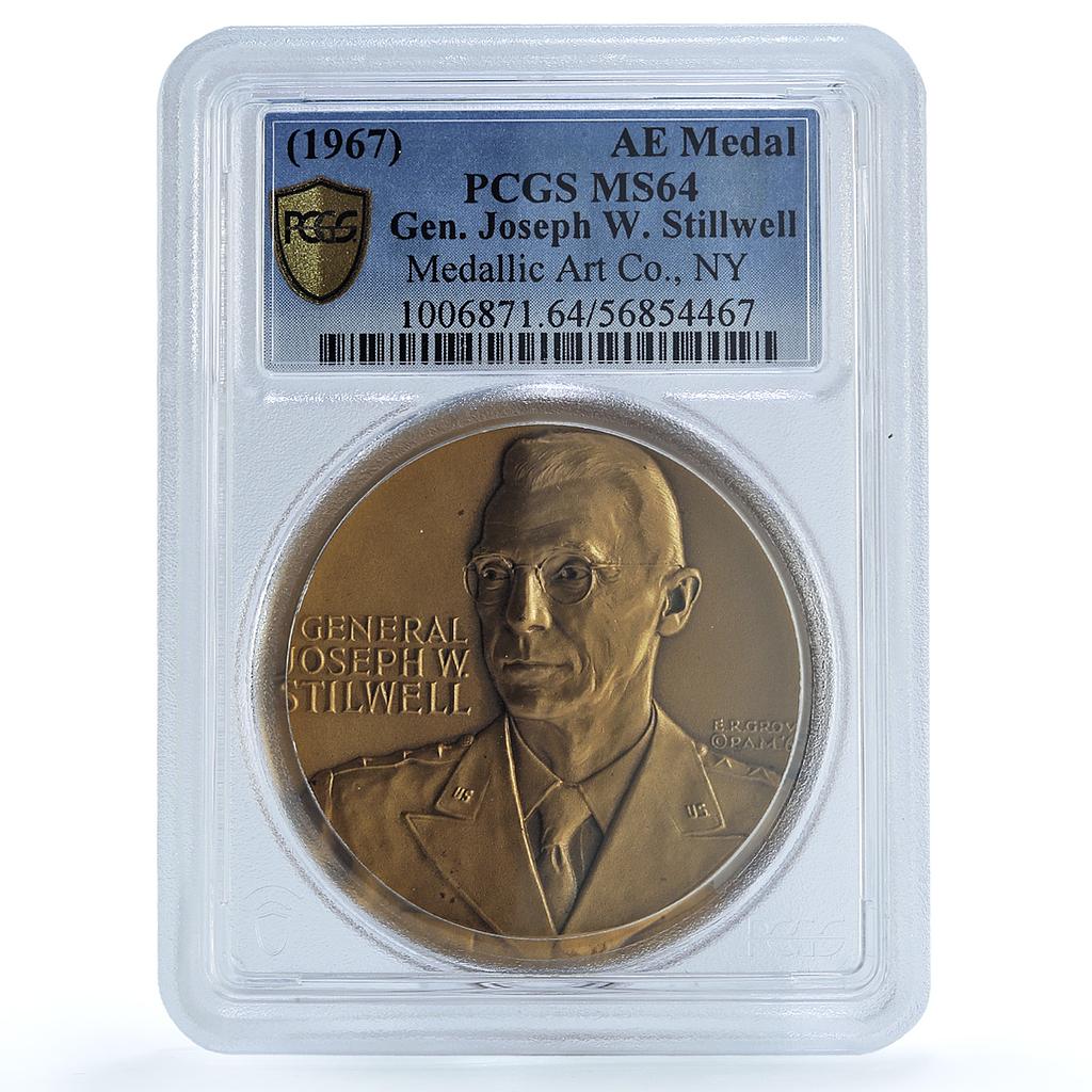 Joseph Stilwell China Burma Medallic Art Co. Mint MS 64 PCGS bronze medal 1967 Joseph Stilwell China Burma Medallic Art Co. Mint MS 64 PCGS bronze medal 1967