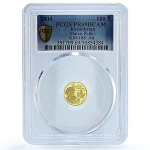 Kazakhstan 100 tenge Marco Polo KM-188 Ship Camels PR 69 PCGS gold coin 2004