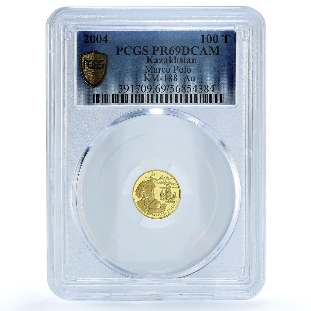 Kazakhstan 100 tenge Marco Polo KM-188 Ship Camels PR 69 PCGS gold coin 2004 Kazakhstan 100 tenge Marco Polo KM-188 Ship Camels PR 69 PCGS gold coin 2004