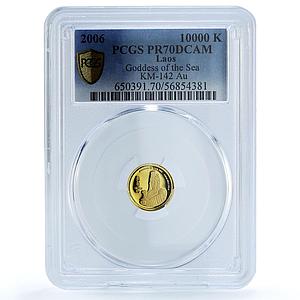 Laos 10000 kip Goddess of Sea KM-142 Mazu PR 70 PCGS gold coin 2006