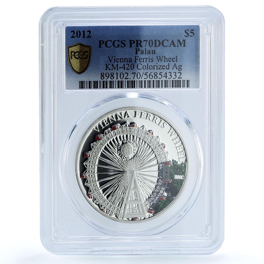 Palau 5 dollars Vienna Ferris Wheel Austria KM-420 PR 70 PCGS silver coin 2012 Palau 5 dollars Vienna Ferris Wheel Austria KM-420 PR 70 PCGS silver coin 2012