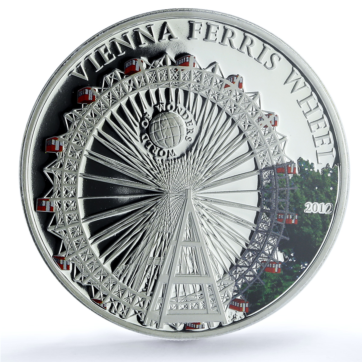 S 2012 $5 Vienna Ferris Wheel KM-420 Colorized Ag, DCAM S 2012 $5 Vienna Ferris Wheel KM-420 Colorized Ag, DCAM