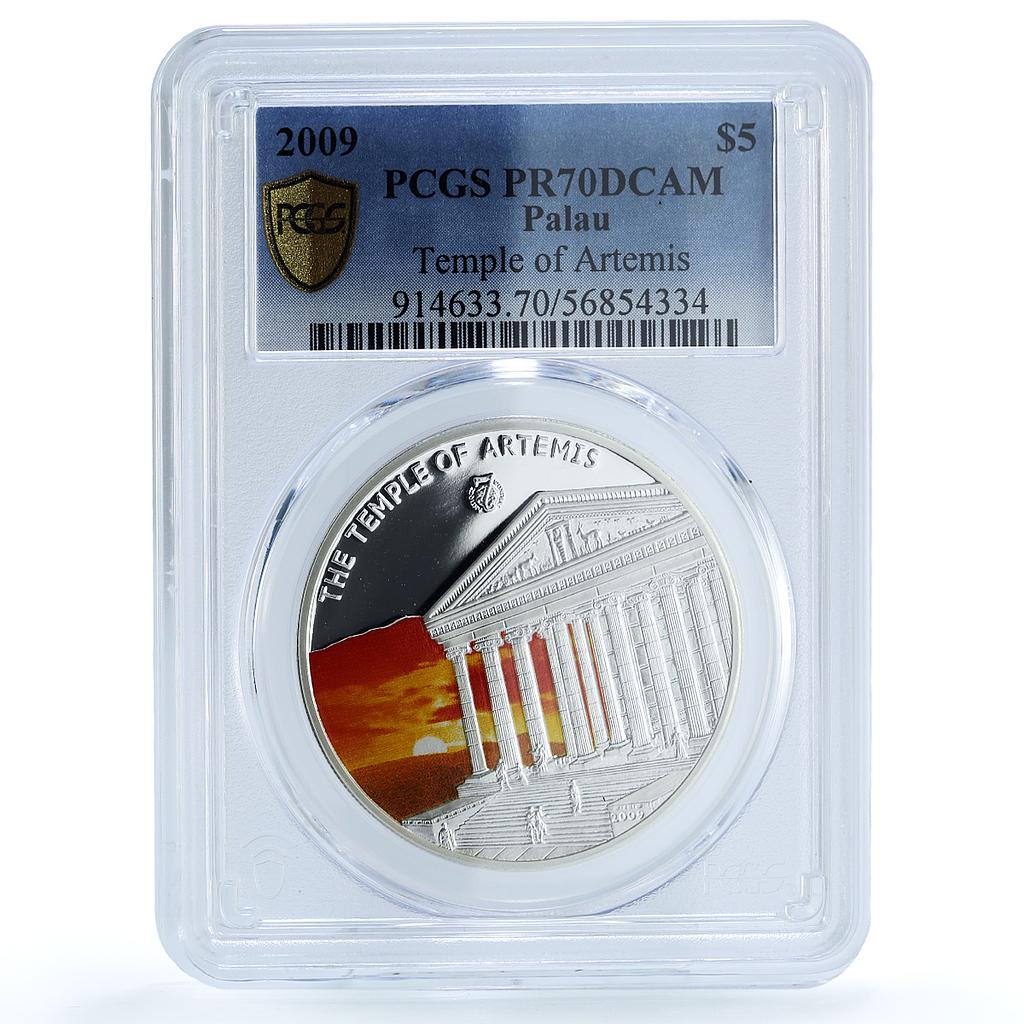 Palau 5 dollars Temple Artemis Greece KM-209 Wonders PR 70 PCGS silver coin 2009 Palau 5 dollars Temple Artemis Greece KM-209 Wonders PR 70 PCGS silver coin 2009