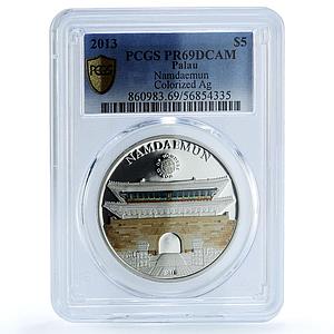 Palau 5 dollars Namdaemun Korea KM-673 Wonders PR 69 PCGS silver coin 2013